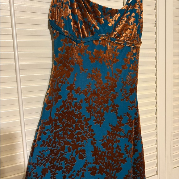 Sincerely Jules Blue and velvet Brown Maxi Dress! Size small! - Picture 2 of 4